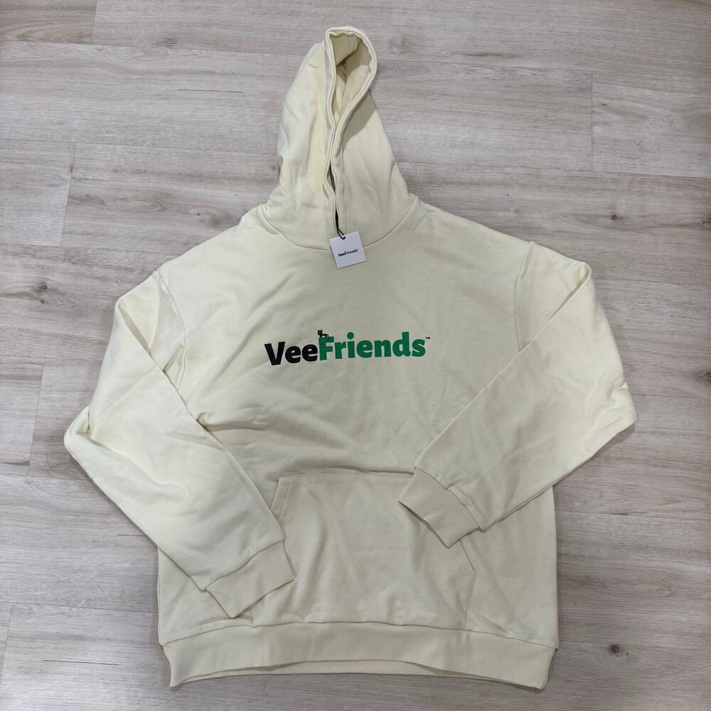 NWT Gary Vee VeeFriends Logo Classic Hoodie Cream Pullover Jacket Size XL